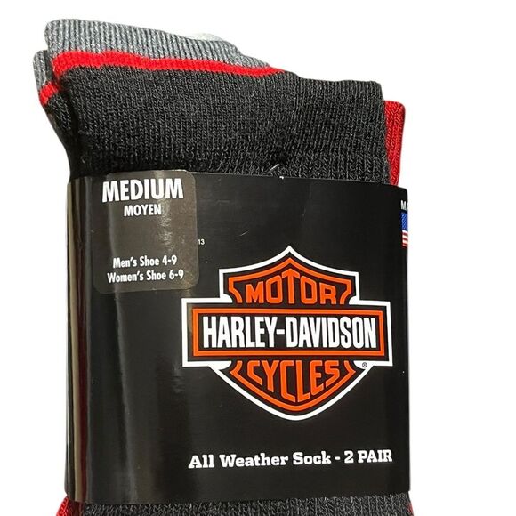 Harley-Davidson Wolverine All Wolverine Socks in Black and Red, 2 Pairs, M, NWT - Picture 4 of 7
